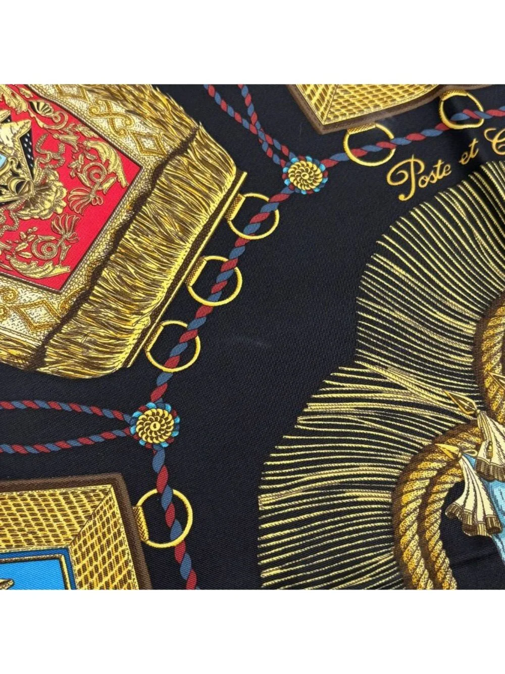 Hermes Carre 90 Poste Et Cavalerie Saber Decorative Bag Scarf Silk Black